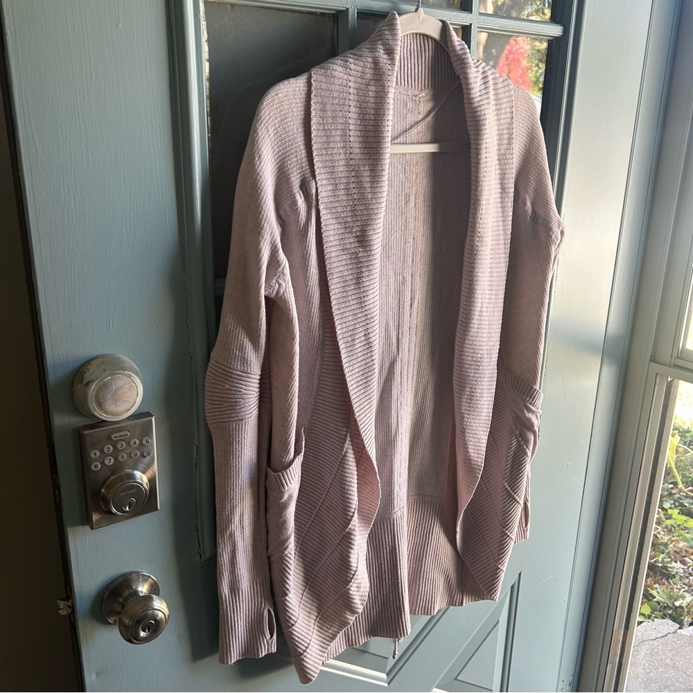Lululemon Cardigan Sweater Transformation Wrap Thumb Hole Heathered Dune Beige 4 - Picture 4 of 14
